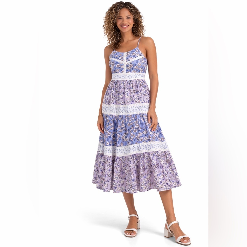 Floral Dress with Lace Detail